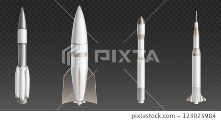 3D space rockets set on transparent background 123025984