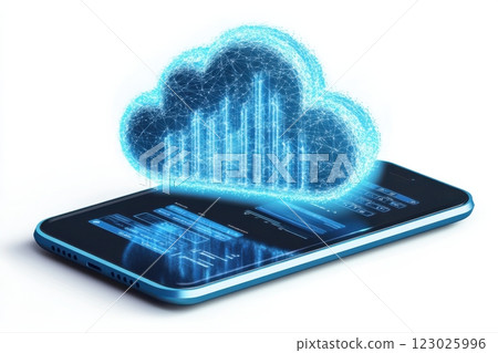 Data transfer smartphone digital graphics cloud technology close-up view innovation 123025996