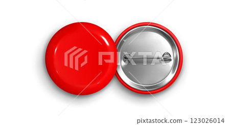 Mockup of red round blank pin badge 123026014