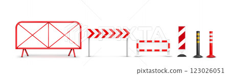Road barriers and fences set 123026051