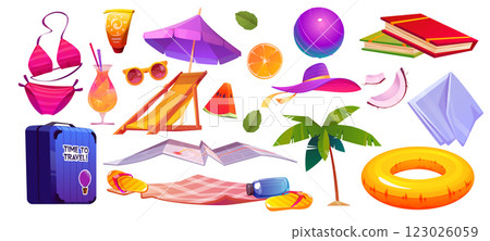 Summer beach vacation stuff Summer beach vacation stuff 123026059