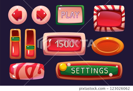 Game interface elements with candy styled design 123026062