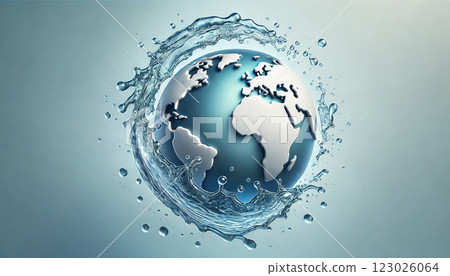 地球被清澈的水包圍 123026064