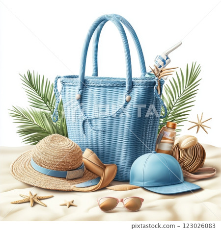 Summer beach bag essentials travel inspiration for coastal adventures and relaxed vibes 123026083