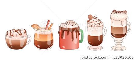 Hot chocolate and coffee beverages Hot chocolate and coffee beverages 123026105