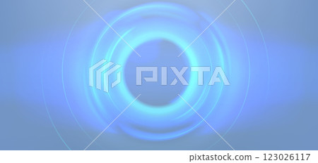 Concentric circles around sphere with blue light. 123026117