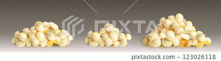 Popcorn piles set on transparent background 123026118