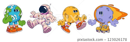 Groovy space characters set. 123026178