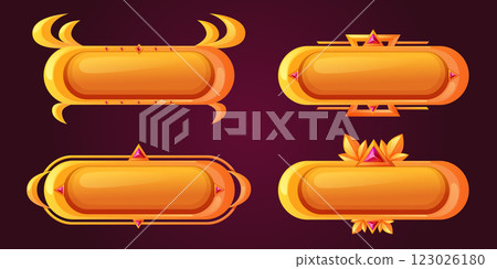 Golden game buttons set isolated on black 123026180