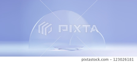 3d blue glass podium. Luxury cosmetic platform 123026181