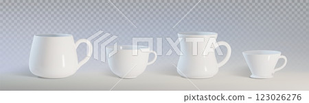 Coffee mug mockup set of different shapes 123026276