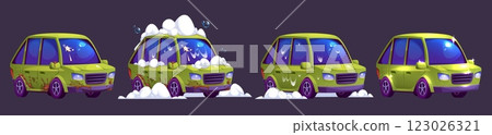 Car wash cartoon vector. Dirty and clean auto 123026321
