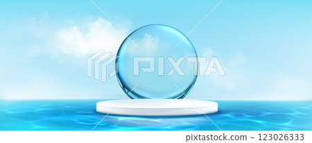 Water themed podium display Water themed podium display 123026333