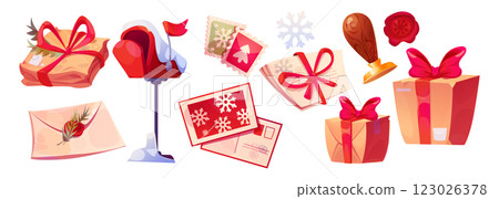Christmas red mail box with letter to Santa Claus 123026378