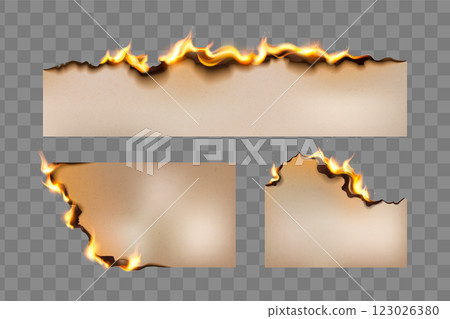Burnt paper edge with flame effect. Fire texture Burnt paper edge with flame effect. Fire texture 123026380