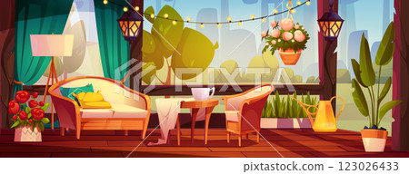 Terrace garden patio setting 123026433