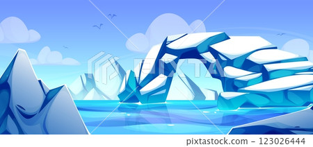Arctic landscape with glacier formations 123026444