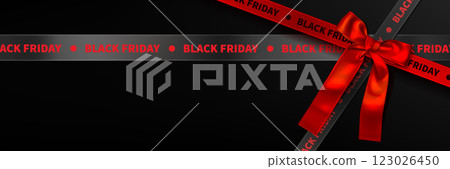Black Friday sale red ribbon banner for discount Black Friday sale red ribbon banner for discount 123026450