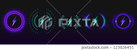 Glowing wireless charging icons set 123026451