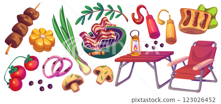 BBQ party food and equipment set 123026452