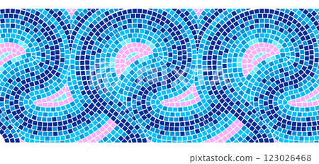 Mosaic pattern with marine design 123026468