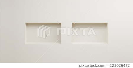 Empty rectangle niche in white wall. 123026472