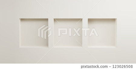 Empty square niche in white wall. Empty square niche in white wall. 123026508
