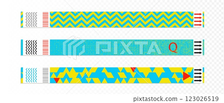 Festival event bracelet. Concert ticket mockup Festival event bracelet. Concert ticket mockup 123026519