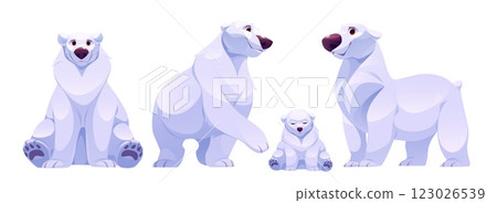 Cartoon polar bear characters in different poses 123026539