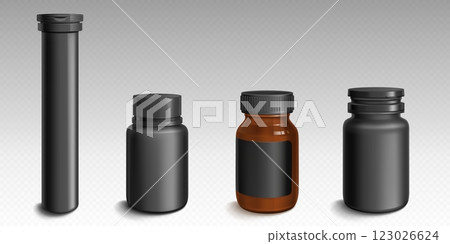 Black pharmaceutical containers 123026624