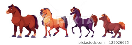 Cartoon horse characters set 123026625