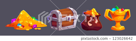 Cartoon treasure heaps set for game ui design Cartoon treasure heaps set for game ui design 123026642