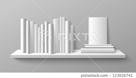 Bookshelf mockup isolated on gray background Bookshelf mockup isolated on gray background 123026742