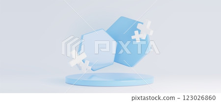 3d blue podium for health product tech background 123026860