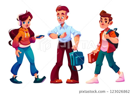 Young people characters in modern casual outfits 123026862