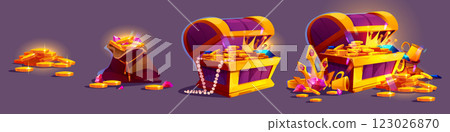 Growing gold and diamond treasure pile. Growing gold and diamond treasure pile. 123026870
