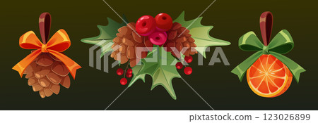 Set of decorative winter elements Set of decorative winter elements 123026899