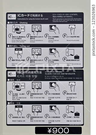 投幣式儲物櫃使用方法 IC卡使用方法 英語 中文 韓語 123026963