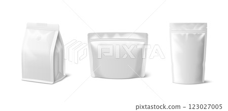 White paper bags set isolated on background White paper bags set isolated on background 123027005