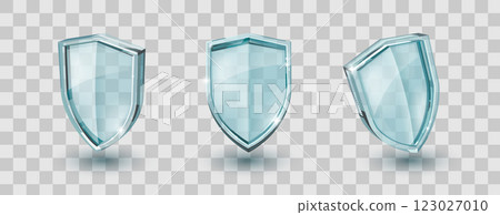 3d transparent glass protect shield isolated icon 3d transparent glass protect shield isolated icon 123027010