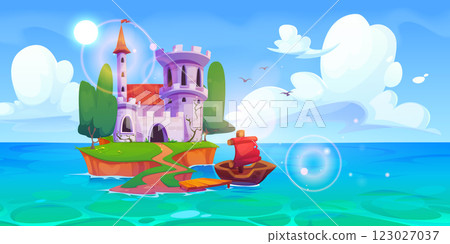 Castle landscape on sea island Castle landscape on sea island 123027037