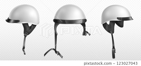 3d motorcycle helmet. White motor bike hat icon 123027043