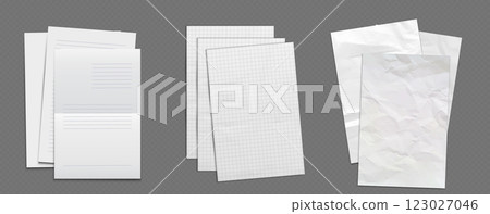 Different paper sheets set on grey background. Different paper sheets set on grey background. 123027046