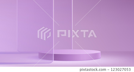 Pastel purple platform with glass panels. 123027053