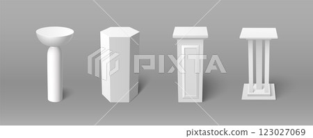 White pillars set isolated on background White pillars set isolated on background 123027069