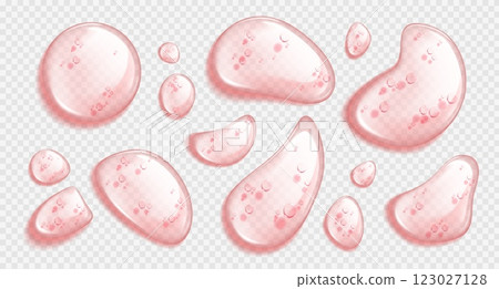 Pink transparent oil droplets Pink transparent oil droplets 123027128