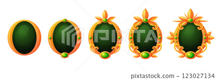 Game level ui icon. Gold rank badge achievement 123027134