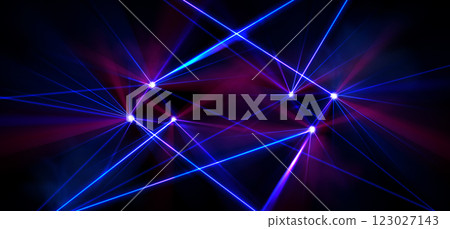 Laser show display with bright neon light beams 123027143