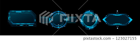 Futuristic blue frames with neon tech elements Futuristic blue frames with neon tech elements 123027155