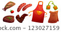 BBQ and grill cartoon elements set 123027159
